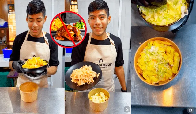 Un restaurante se unió a la tendencia y compartió un video que dejó a muchos muy intrigados por la nueva presentación del tradicional pollo a la brasa. Foto: composición LR/TikTok