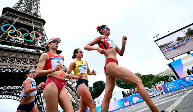 Kimberly García quedó en el cuarto lugar de la marcha de relevo mixto en París 2024. Foto: AFP