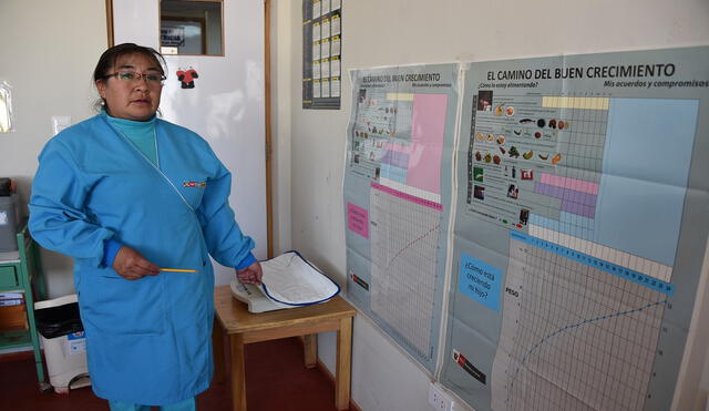 Lisbeth Salas, del centro de salud de Santa Adriana,Juliaca. “En la ciudad es más alto el índice de anemia que en zonas rurales”. Foto: Liubomir Fernández