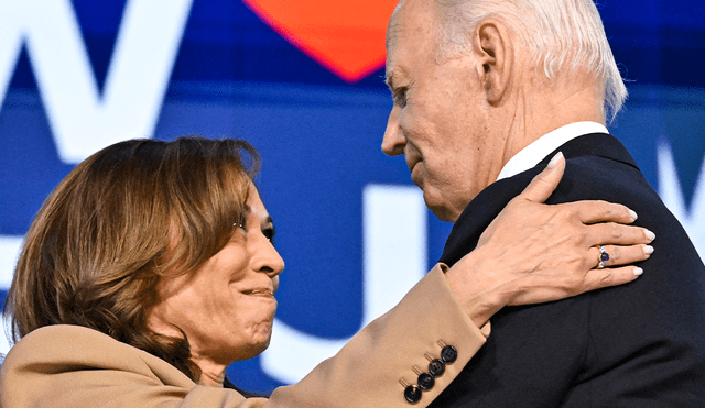 Kamala Harris y Joe Biden se emocionaron al borde de las lágrimas y agradecieron mutuamente por la gestión realizada durante 4 años. Foto: AFP