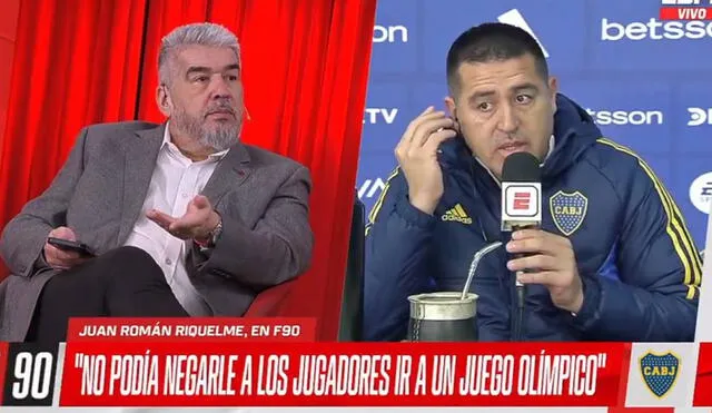 Juan Román Riquelme y el 'Chavo' Fucks tuvieron un tenso momento en plena entrevista. Foto: captura/ESPN