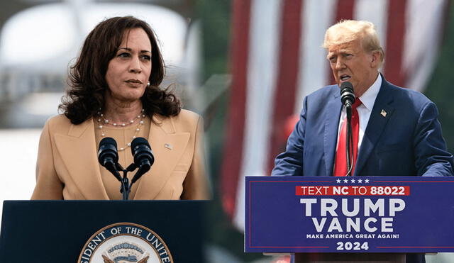 Donald Trump arremete contra Kamala Harris en su primer mitin al aire libre. Foto: composición LR | AFP