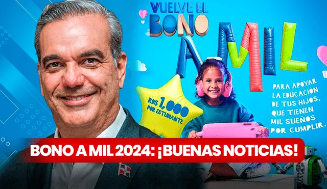 Padres dominicanos podrán aliviar sus gastos escolares con el Bono a Mil 2024 otorgado por el MINERD. Foto: Minerd/ Gobierno de República Dominicana.