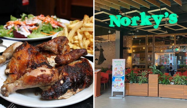 ¡Solo por este sábado! A tan solo S/9,90, puedes disfrutar de un delicioso pollo a la brasa de Norky’s. Foto: composición LR/Pinterest