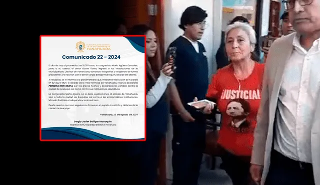 Maria Agüero se presentó a colegio de Arequipa vistiendo un polo a favor de Vladimir Cerrón. Foto: La República