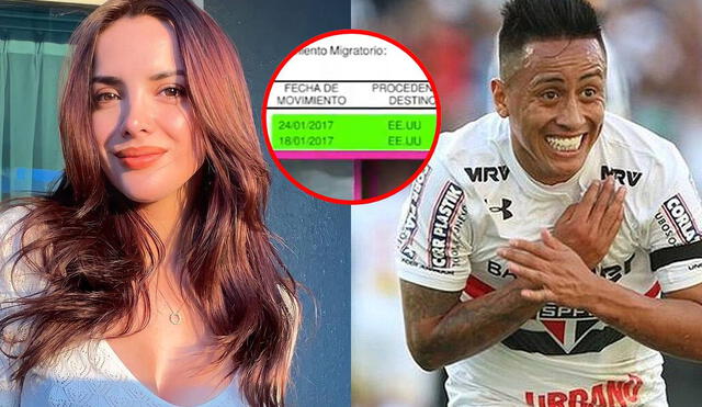 Rosangela Espinoza y Christian Cueva habrían tenido un encuentro en 2017, cuando el jugador pertenecía a São Paulo. Foto: composición LR/Instagram Rosangela Espinoza/X São Paulo