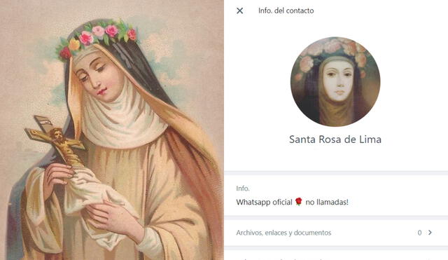 Aunque usted no lo crea, hasta Santa Rosa de Lima tiene su WhatsApp. Foto: composición LR/Arzobispado de Lima/captura WhatsApp