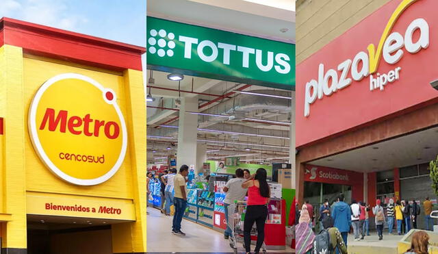 Ten en cuenta que, durante feriados o fines de semana, los supermercados suelen tener mayor afluencia de clientes. Foto: composición LR/Metro/Tottus/Plaza Vea