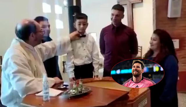 Niño sorprende en bautizo con insólita respuesta relacionado con Lionel Messi y se vuelve viral. Foto: Composición LR/Ceciarmy-X/Inter de Miami