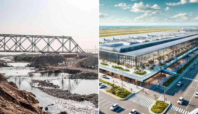 Los puentes temporales, ubicados en el cruce de las avenidas Morales Duárez y Aeropuerto, facilitarán el tránsito de pasajeros, taxis, empleados y buses hacia y desde el aeropuerto Jorge Chávez. Foto: composición LR/difusión