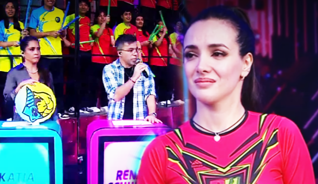 Rosángela Espinoza se conmovió al escuchar las palabras de Renzo Schuller. Foto: composición LR/captura de América TV