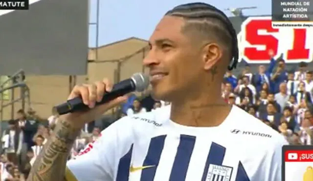 Paolo Guerrero se presentó ante miles de hinchas de Alianza Lima en Matute. Foto: captura de Latina