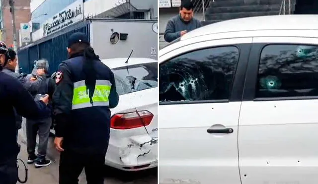 Afortunadamente, las personas propietarias del auto se encontraban retirando dinero en el banco BCP cuando ocurrió el ataque. Ahora, se encuentran brindando declaraciones ante las autoridades. Foto: composición LR/difusión