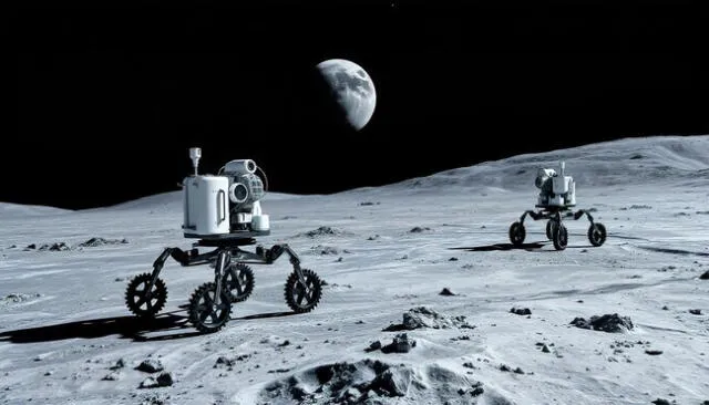 El proyecto Colmena, liderado envía cinco microrrobots a la Luna para estudiar su entorno y probar tecnologías avanzadas de nanotecnología. Foto: Freepik IA