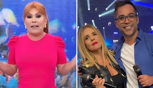 Magaly Medina abrió su programa lanzando fuerte comentario sobre Renzo Schuller como conductor de 'Esto es guerra'. Foto: composición ATV/América TV