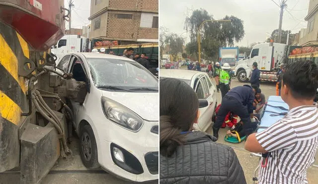 Choque entre un auto y un tren en la avenida Santa Rosa, en el Callao. Foto: difusión