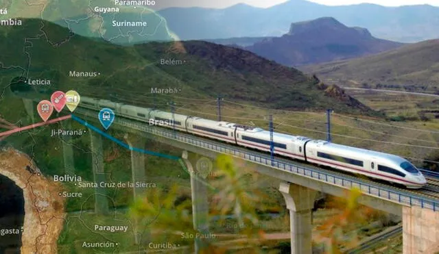 El tren bioceánico tendrá una longitud superior a los 3.700 kilómetros. Foto: composición LR/difusión