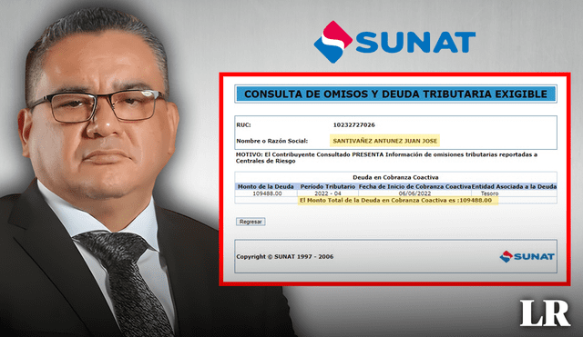 El ministro solo reconoce la deuda personal con Sunat, las otras son de estudios de abogados que ya "vendió". Pero mantienen su apellido. Foto: composición LR/Sunat/Juan Santiváñez Antúnez