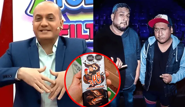 Ricardo Mendoza y Jorge Luna anunciaron sus nuevos chocolates a la venta en los supermercados nacionales. Foto: Composición LR/Captura Panamericana TV/Hablando Huevadad/Instagram