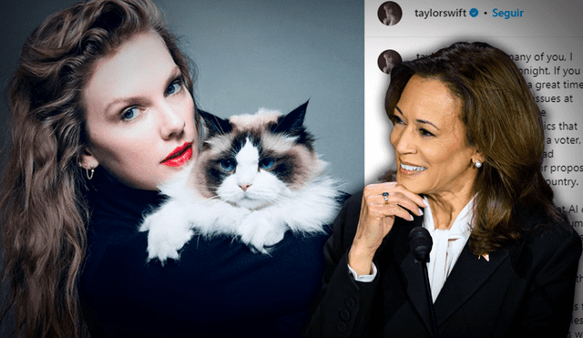 Taylor Swift sorprendió al revelar su intención de voto por Kamala Harris en las elecciones de Estados Unidos. Foto: Composición LR/AFP/Instagram