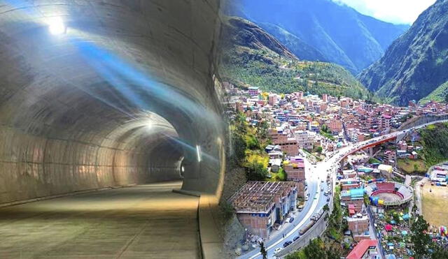 Túnel que garantizará la seguridad de transportistas y peatones en Puno a poco de concluir. Foto: composición LR/MTC