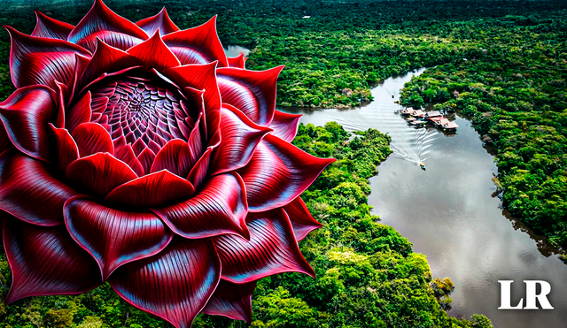 Esta flor habita en la selva profunda y emite un olor petulante. Foto: composición LR/IA