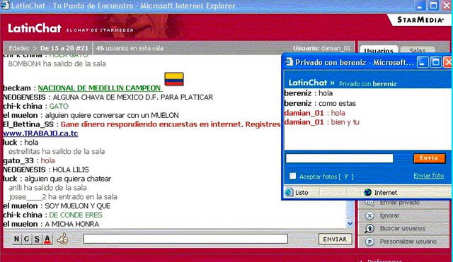 Así lucían las salas de LatinChat. Foto: Diario El Chaski