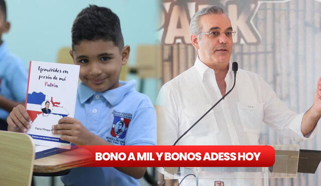 El Bono a Mil 2024 tiene por fin apoyar con los gastos escolares de las familias más humildes. Foto: composición LR / Minerd / Presidencia RD