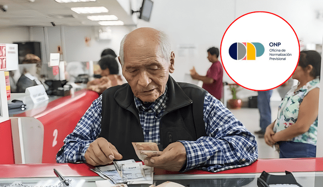 Hombre jubilado cobrando su pensión y logo de la ONP. Foto: composición LR/Andina