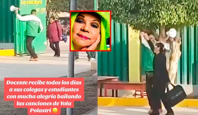 Usuarios en redes sociales aplaudieron el gesto del profesor para recibir con mucha alegría a los escolares y compañeros de trabajo. Foto: composición LR/TikTok/@caiga_quien.caiga1