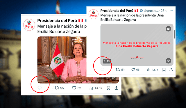 La sección de comentarios estuvo bloqueada durante el reciente mensaje a la nación de Dina Boluarte. Foto: composición LR/X