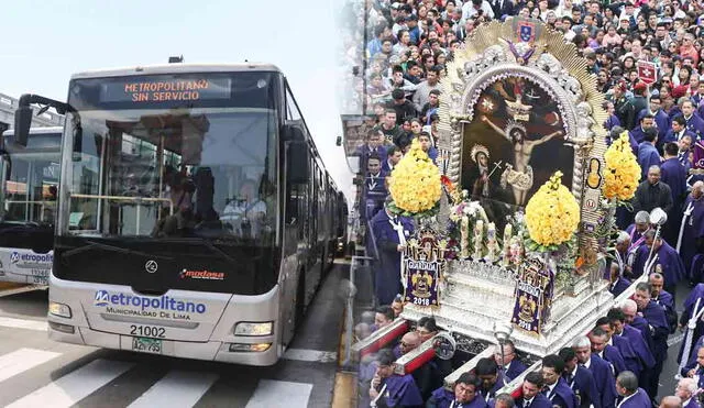 Los servicios regulares A y C del Metropolitano desviarán sus rutas por la procesión del Señor de los Milagros. Foto: composición LR/difusión