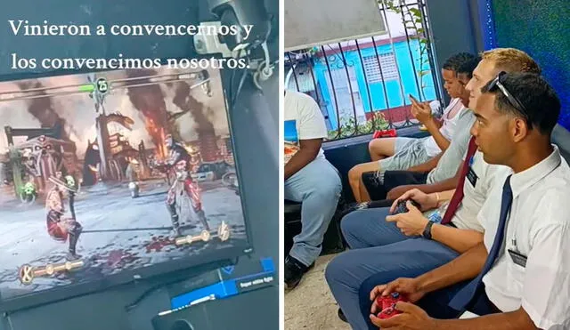 Los misioneros estaban bien concentrados en el videojuego, escena que sacó más de una sonrisa en las redes sociales. Foto: composición LR/TikTok/@michaelcuevas_7