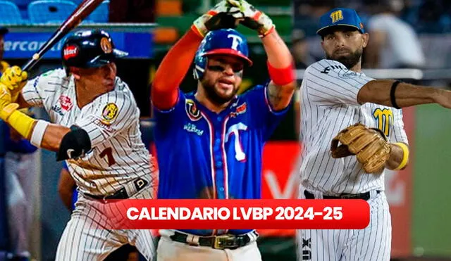 La Liga Venezolana de Béisbol Profesional 2024-25 inicia este sábado 12 de octubre. Foto: composición LVBP / Leones del Caracas / Tiburones de La Guaira / Magallanes BBC