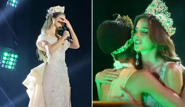 Luciana Fuster, vigente Miss Grand International 2023, le entregó la corona del certamen en Perú a Arlette Rujel. Foto: composición LR/Instagram/lucianafusterg