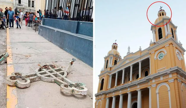 En el 2013, parte de la cornisa de la iglesia Catedral, ubicada en el centro histórico de Chiclayo, se desplomó también. Foto: composición LR/Guillermo Luna/Chiclayo Noticias