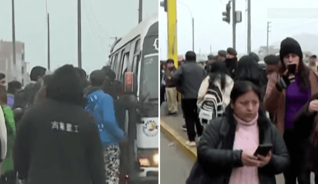 Paraderos de la zona norte de Lima se llenan de pasajeros por falta de transporte público. Foto: captura