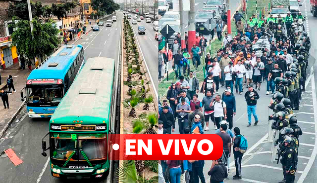 Conductores de la compañía Nueva Estrella, conocida como 'El Anconero', participan en las protestas por la creciente delincuencia que afecta al transporte. Foto: composición LR