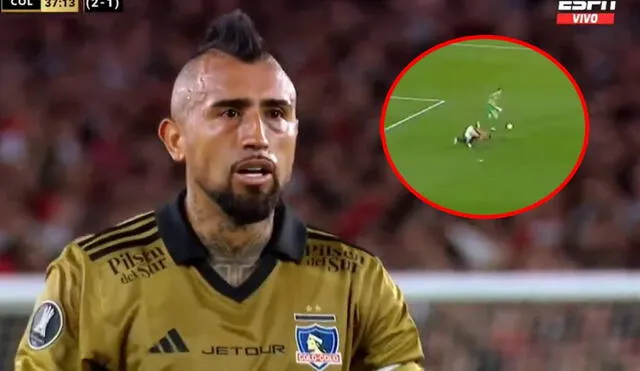 Arturo Vidal arrancó como titular en el partido de vuelta entre Colo-Colo y River Plate. Foto: captura/ESPN