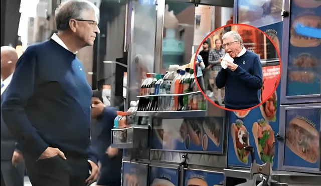 El video comienza con Bill Gates de pie junto a un vendedor en la icónica zona peatonal de Nueva York. Foto: composición LR