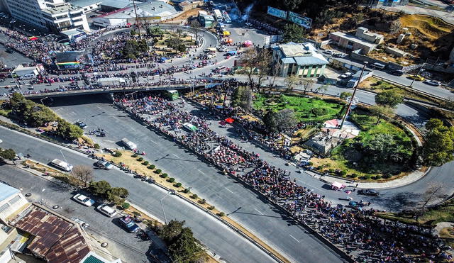 La marcha hacia La Paz que Morales impulsó no reunió ni a 10.000 personas. Él prometió un millón. Foto AFP