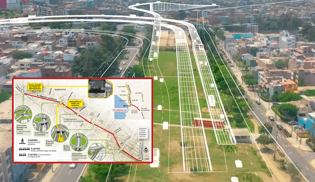 Planos y tramos que falta construir de la Vía Expresa Sur. Foto: composición LR/difusión.