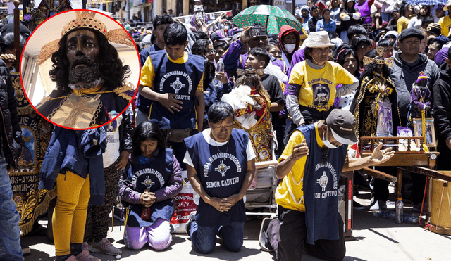 El Señor Cautivo de Ayabaca representa el momento en que, tras ser apresado en Getsemaní, Cristo fue abandonado por sus discípulos. Foto: composición LR/Andina/X