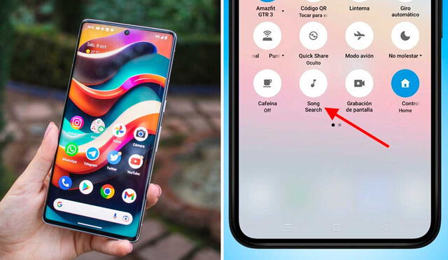 El botón Song Search se encuentra en el menú de ajustes rápidos. Foto: Xataka Android