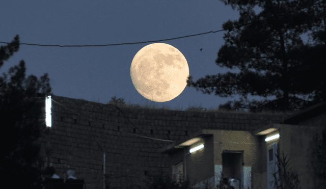 La luna llena se ve desde cualquier lunar del mundo en el lado nocturno de la Tierra. Foto: AFP