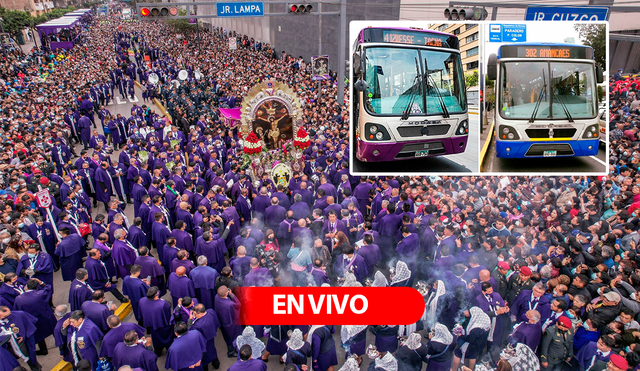 Conoce las rutas de desvío del corredor morado y azul durante la procesión del Señor de los Milagros. Foto: composición LR/difusión.