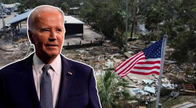 Joe Biden anunció nuevas medidas ante la catástrofe que significó el paso del huracán Helene. Foto: composición LR/AFP.