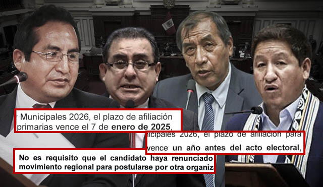 Pariona, Picón y Bellido proponen ampliar el plazo, y Coayla apuesta por incentivar el transfuguismo electoral. (Foto composición: La República)