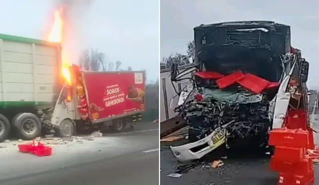 El fuerte choque entre el camión y un tráiler resultó en una explosión y en la destrucción de la cabina del vehículo. Foto: Punto Devista