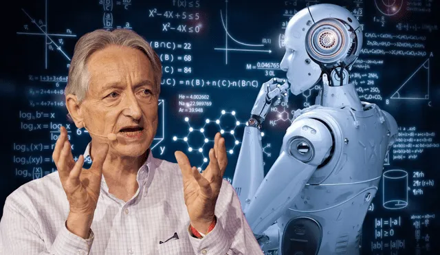 Geoffrey Hinton es conocido como 'el padrino de la inteligencia artificial'. Foto: composición LR / AFP / Freepik